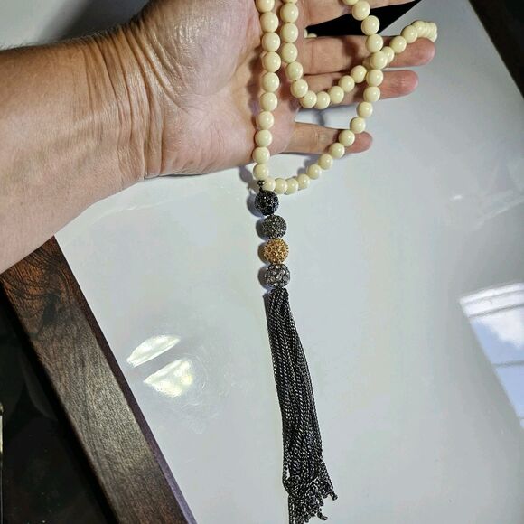 **Final Sale** Stella & Dot Revival Tassel Necklace Multi Tone Glass Vntg 36" - Picture 3 of 14